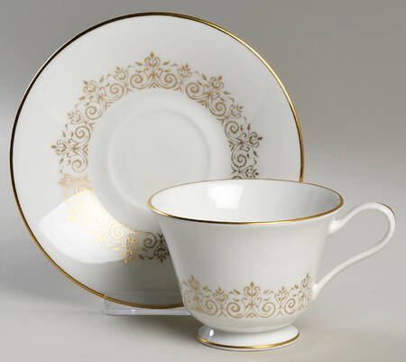 Petit Point Footed Cup & Saucer Set