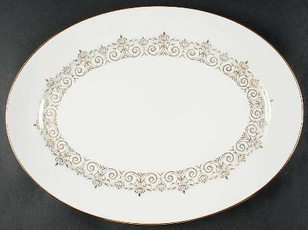 Petit Point 17" Oval Serving Platter by Oxford (Div of Lenox)