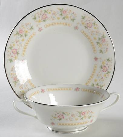 Rosemont Footed Cream Soup Bowl & Saucer Set