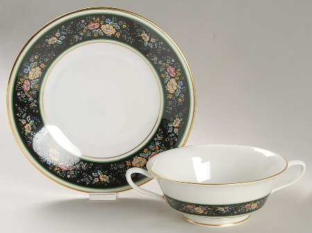 Sutton Place Footed Cream Soup Bowl & Saucer Set