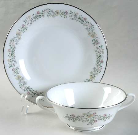 Tenderly Footed Cream Soup Bowl & Saucer Set