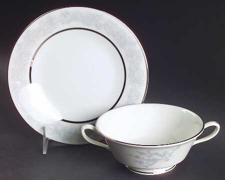 Twilight Dell Footed Cream Soup Bowl & Saucer Set