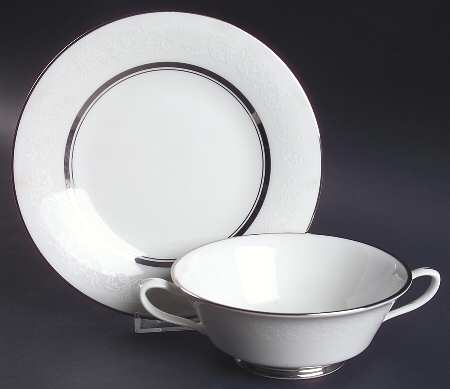 White Echo Footed Cream Soup Bowl & Saucer Set