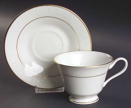 White Lace Footed Cup & Saucer Set by Oxford (Div of Lenox)