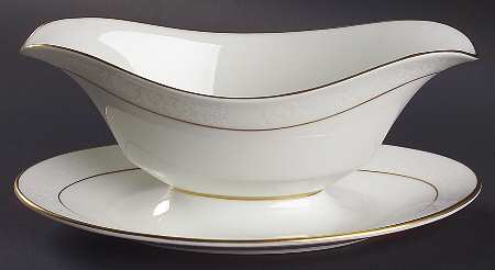 White Lace Gravy Boat with Attached Underplate by Oxford (Div of Lenox)