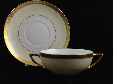 Gothic Flat Cream Soup Bowl & Saucer Set