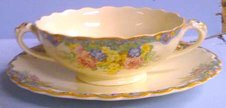 Pasadena Footed Cream Soup Bowl & Saucer Set