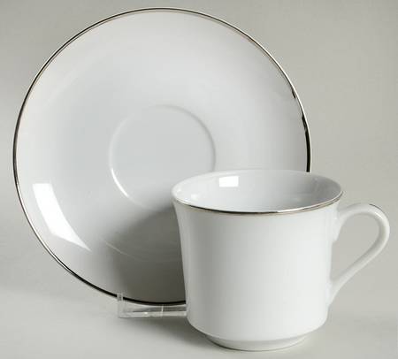 Distinction White Flat Cup & Saucer Set