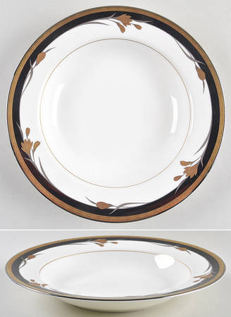 24K Black Large Rim Soup Bowl