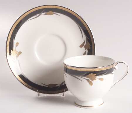 24K Black Footed Cup & Saucer Set