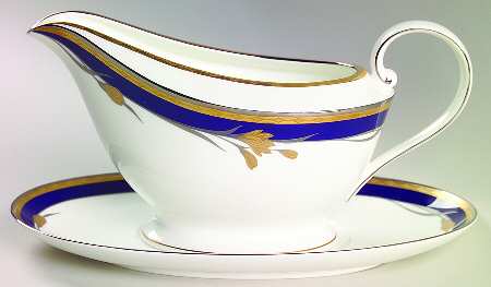 24K Cobalt Blue Gravy Boat & Underplate