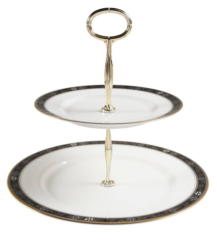 Aviance Black 6 5/8"-10"  2 Tiered Serving Tray (Dp, Sp) HC