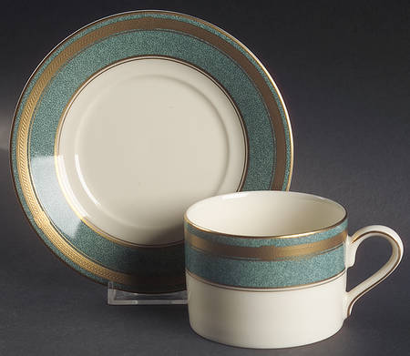 Baronesse Teal Flat Cup & Saucer Set