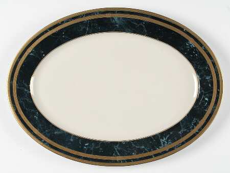 Black Travertine 15" Oval Serving Platter