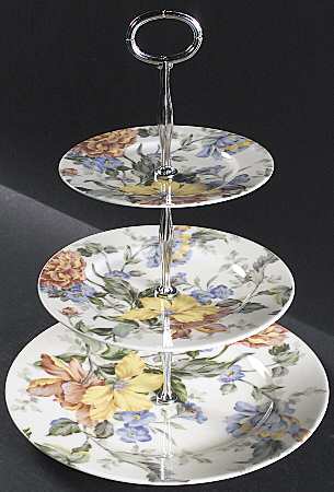 English Tapestry 13 7/8"-14 1/4" 3-Tiered Serving Tray(DP,SP,BB) HC
