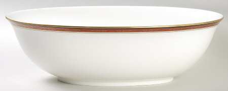 Gold Bracelet Red 9" Oval Vegetable Bowl