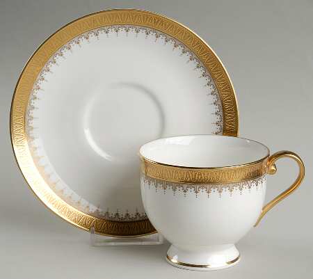 Golden Coin Footed Cup & Saucer Set