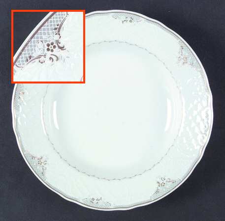 Grey Bouquet Large Rim Soup Bowl