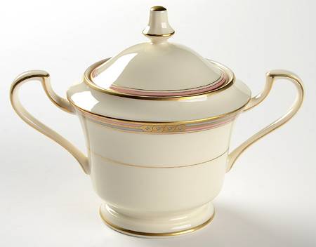 Insignia Pink Gray Sugar Bowl & Lid