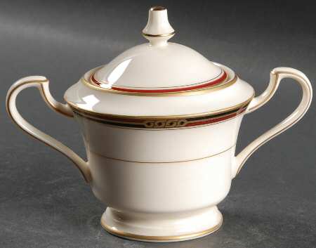 Insignia Red Black Sugar Bowl & Lid