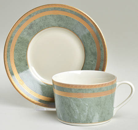 Jade Travertine Flat Cup & Saucer Set