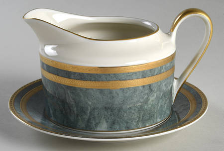 Jade Travertine Gravy Boat & Underplate by Oscar De La Renta