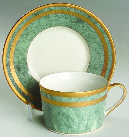 Jade Travertine Flat Cup & Saucer Set