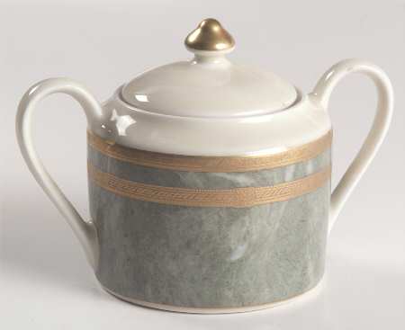 Jade Travertine Sugar Bowl & Lid