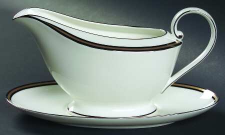 Mixed Media Black Gravy Boat & Underplate