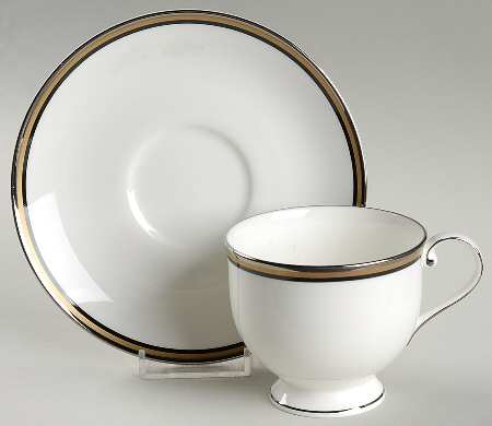 Mixed Media Black Footed Cup & Saucer Set