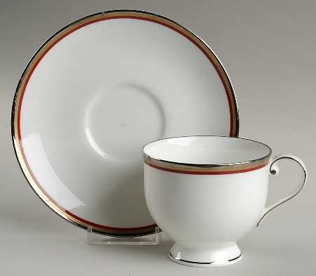 Mixed Media Red Footed Cup & Saucer Set