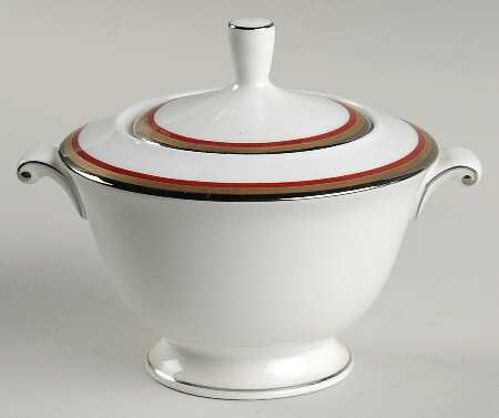 Mixed Media Red Sugar Bowl & Lid