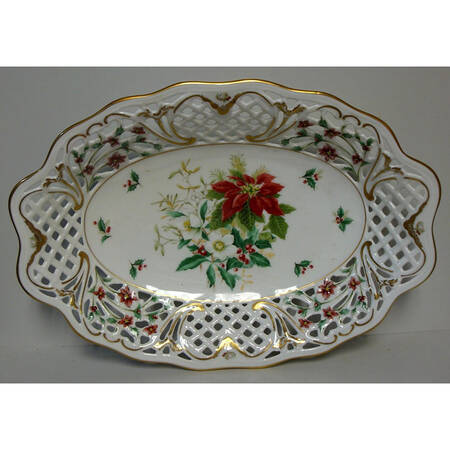 Poinsettia 12" Oval Serving Platter