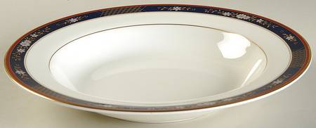 Tapestry Blue Large Rim Soup Bowl
