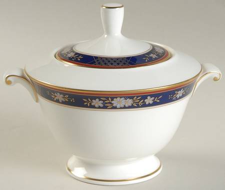 Tapestry Blue Sugar Bowl & Lid