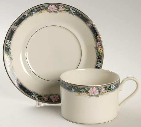 Twilight Bouquet Flat Cup & Saucer Set