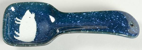 Blue Spackle Spoon Rest/Holder (Holds 1 Spoon)