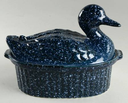 Blue Spackle 2.5 Qt Round Covered Casserole