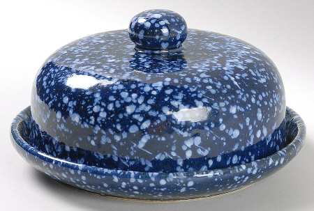 Blue Spackle Round Covered Butter