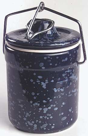 Blue Spackle Cheese Crock & Lid