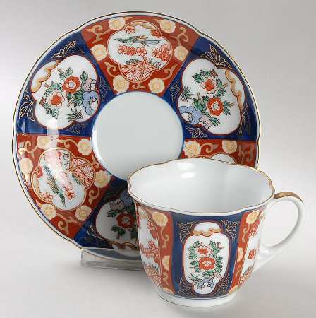 Gold Imari Footed Cup & Saucer Set