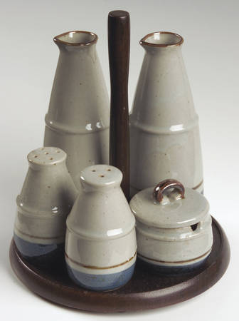 Mariner 5-Piece Condiment Set with Wood Stand