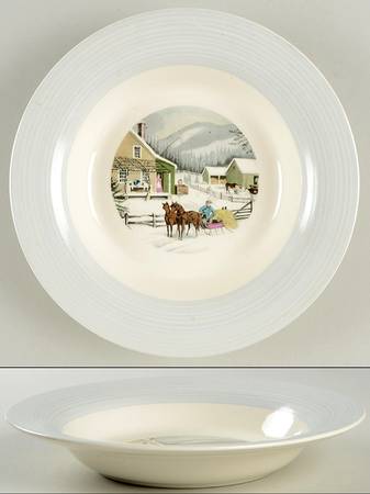 Currier & Ives Rim Soup Bowl