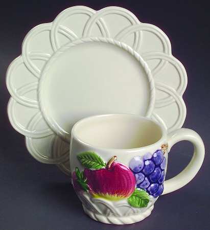Fruit Basket Flat Cup & Saucer Set