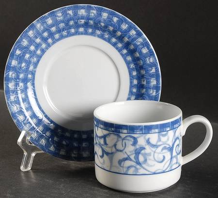 Blue Heather Flat Cup & Saucer Set