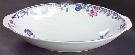 Blue Lattice 12" Oval Vegetable Bowl by Oneida