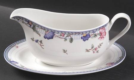 Blue Lattice Gravy Boat & Underplate by Oneida