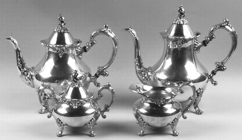 Venetian Scroll (Silverplate Hollowware) (4 Piece) Silverplate Tea Set