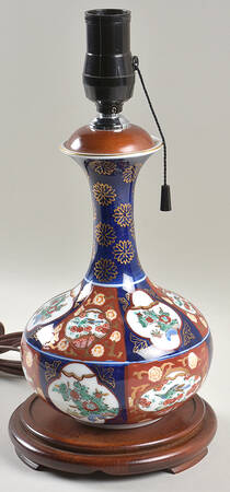 Gold Imari 13" Electric Lamp No Shade