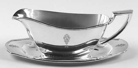 Bird of Paradise (Silverplate, 1923, Hollowware) Plated Gravy Boat & Underplate